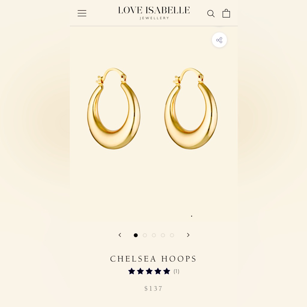 [Brand New] Love Isabelle 14k Gold Chelsea Hoops - Never Worn